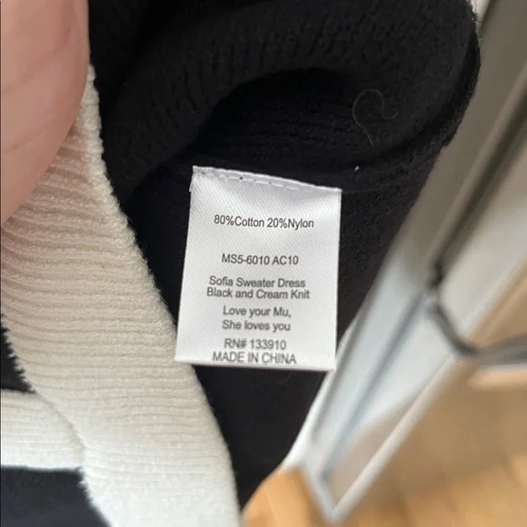 SHOW ME YOUR MUMU BLK/CREAM SOFIA SWEATER MINI DRESS NWT SZ S - Picture 5 of 6